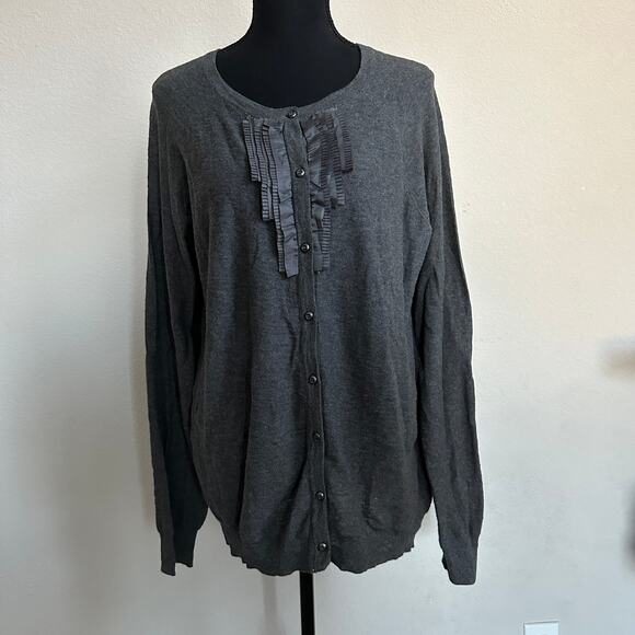 Eddie Bauer Cardiga XXL Button 100% Cotton Outdoors Ruffle Gray Knit Casual NWT - Picture 1 of 9